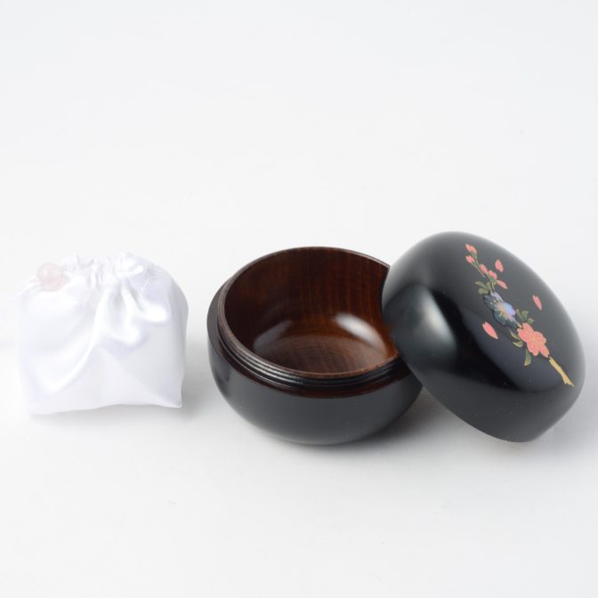 こころ 想桜 蒔絵・螺鈿の美しいミニ骨壷 総漆塗り