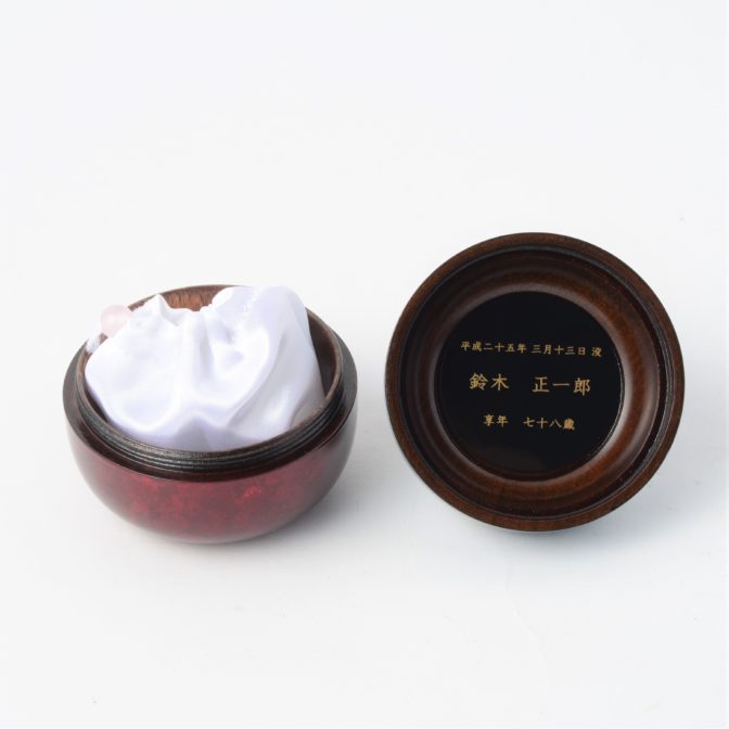 こころ 奏ボルドー　蒔絵・螺鈿の美しいミニ骨壷　総漆塗り