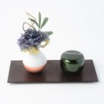 こころ 奏エメラルドグリーン　蒔絵・螺鈿の美しいミニ骨壷　総漆塗り