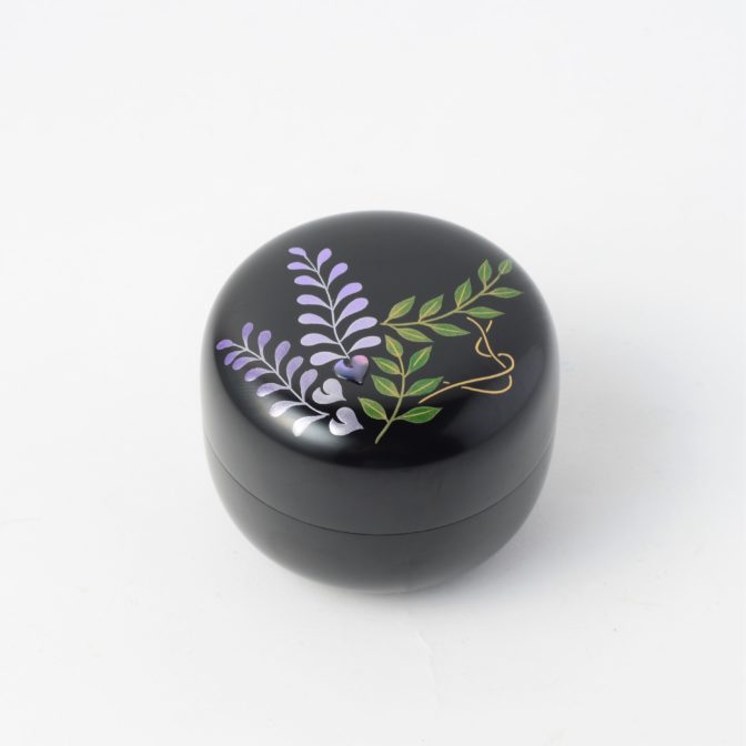 こころ藤花　蒔絵・螺鈿の美しいミニ骨壷　総漆塗り