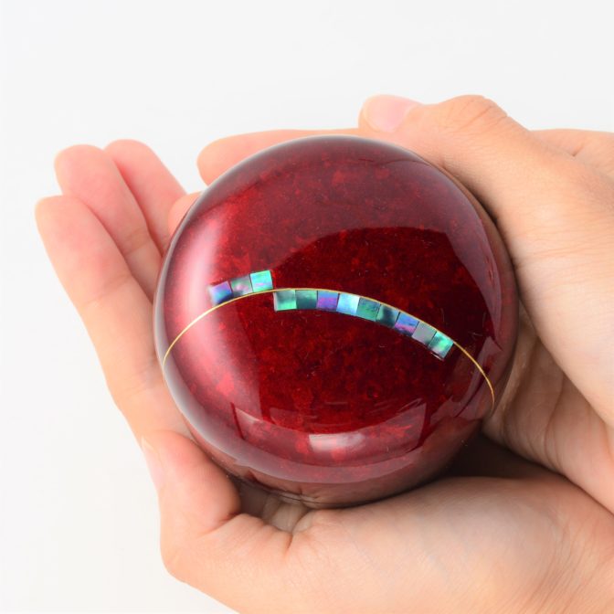 こころ 奏ボルドー　蒔絵・螺鈿の美しいミニ骨壷　総漆塗り