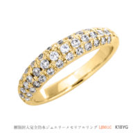 [手元供養] 遺骨を納める指輪 メモリアルリング　LJR11C(ダイヤモンドパヴェ）［素材：K18YG］
