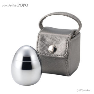 [ポポ・クリアシルバー]　携帯用ポーチ付メモリアルボトル POPOポポ ミニ骨壷（骨壺）ペットのご遺骨にも