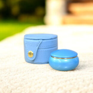 おしゃれでかわいい携帯ケース付ミニ骨壷 ソウルプチポットフルール 【コーラルブルー】