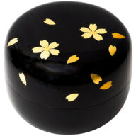 【手元供養】【ミニ骨壷】現代漆・モダン骨壷 Cocoroこころ　金桜黒漆 (艶あり)