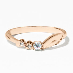 メモリアルリング LSR040 K18PG 2.5mm宝石 ハート部に1.3mmの宝石。3石の組み合わせは自由 ピンクゴールド