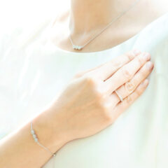 【MB03/K10WG】メモリアルブレスレット 完全防水樹脂埋封ジュエリー 10金ホワイトゴールド×誕生石3mm×３石