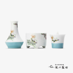 深川製磁製　三具足『萩花見』仏具３点セット