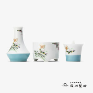 深川製磁製　三具足『萩花見』仏具３点セット